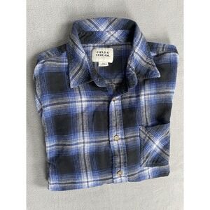 Field And Stream Mens Flannel Blue Black Plaid Sz Lrg